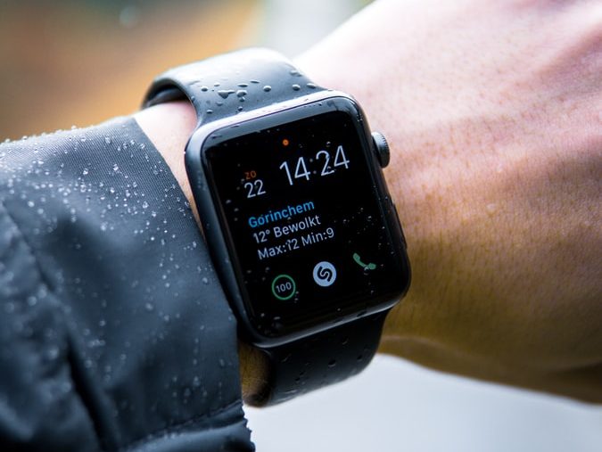 person wearing Apple Watch at 14:24