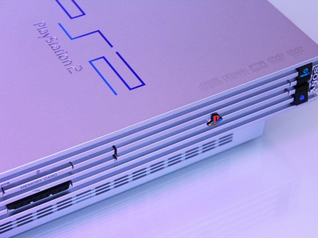 gray Sony PS2 console