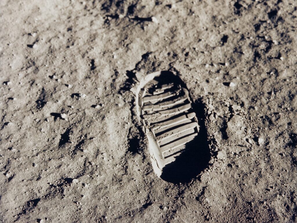 Footprint on lunar regolith