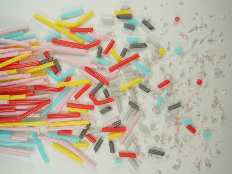 white red yellow and blue plastic straw lot